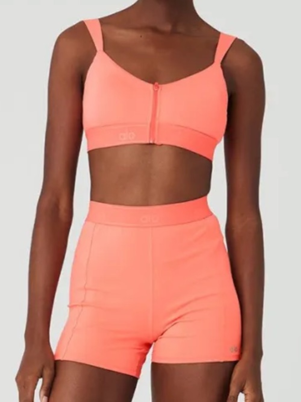 Set!(2)Alosoft Molded Showcase Bra & 4"
SC matching Short Set Candy Orange XS
